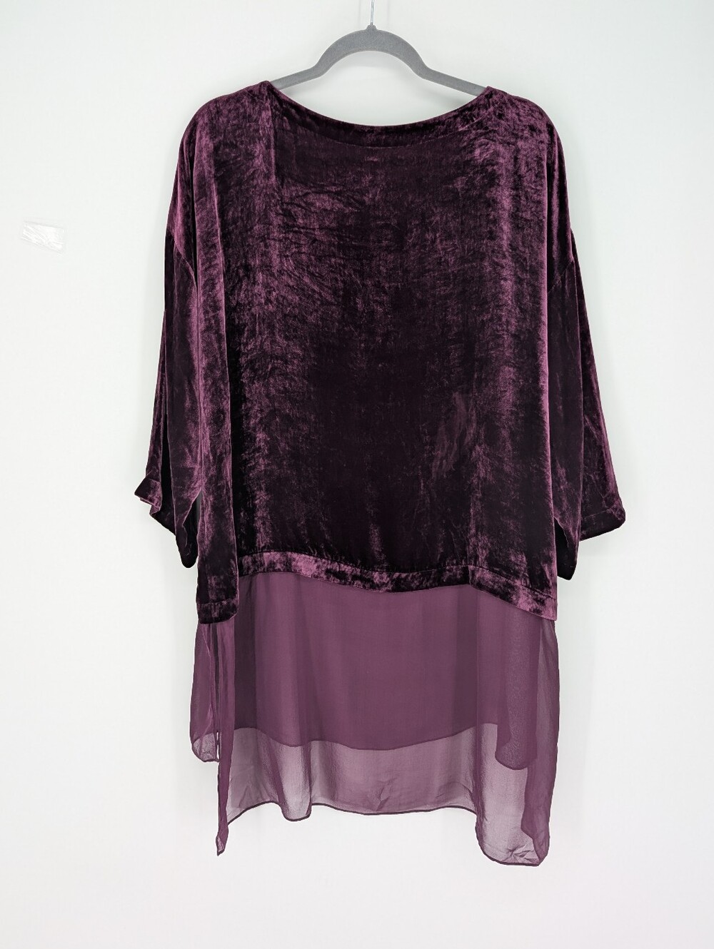 Eileen Fisher Velvet & Silk Tunic Top Large Purple Flowy Lagenlook - Picture 5 of 7